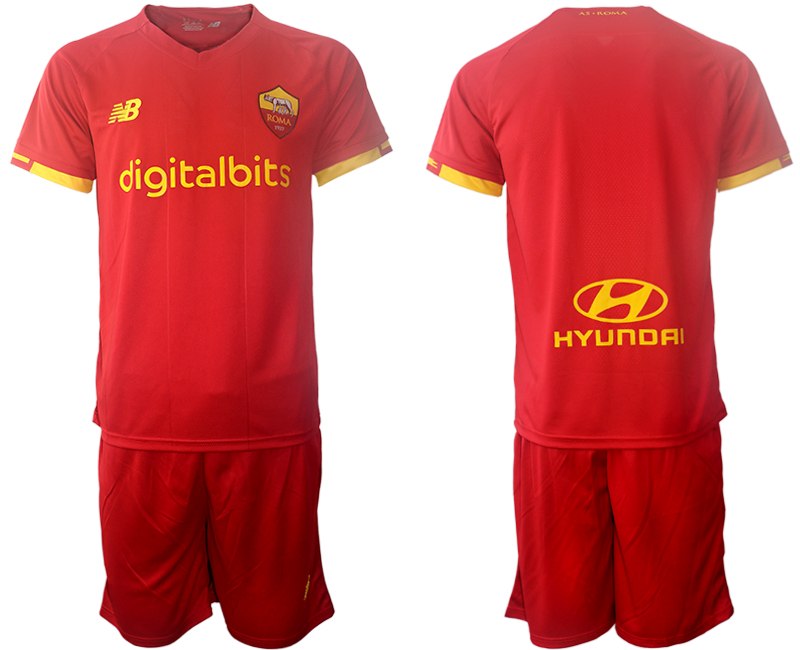 Cheap Men 2021-2022 Club AS Roma home red blank Soccer Jersey